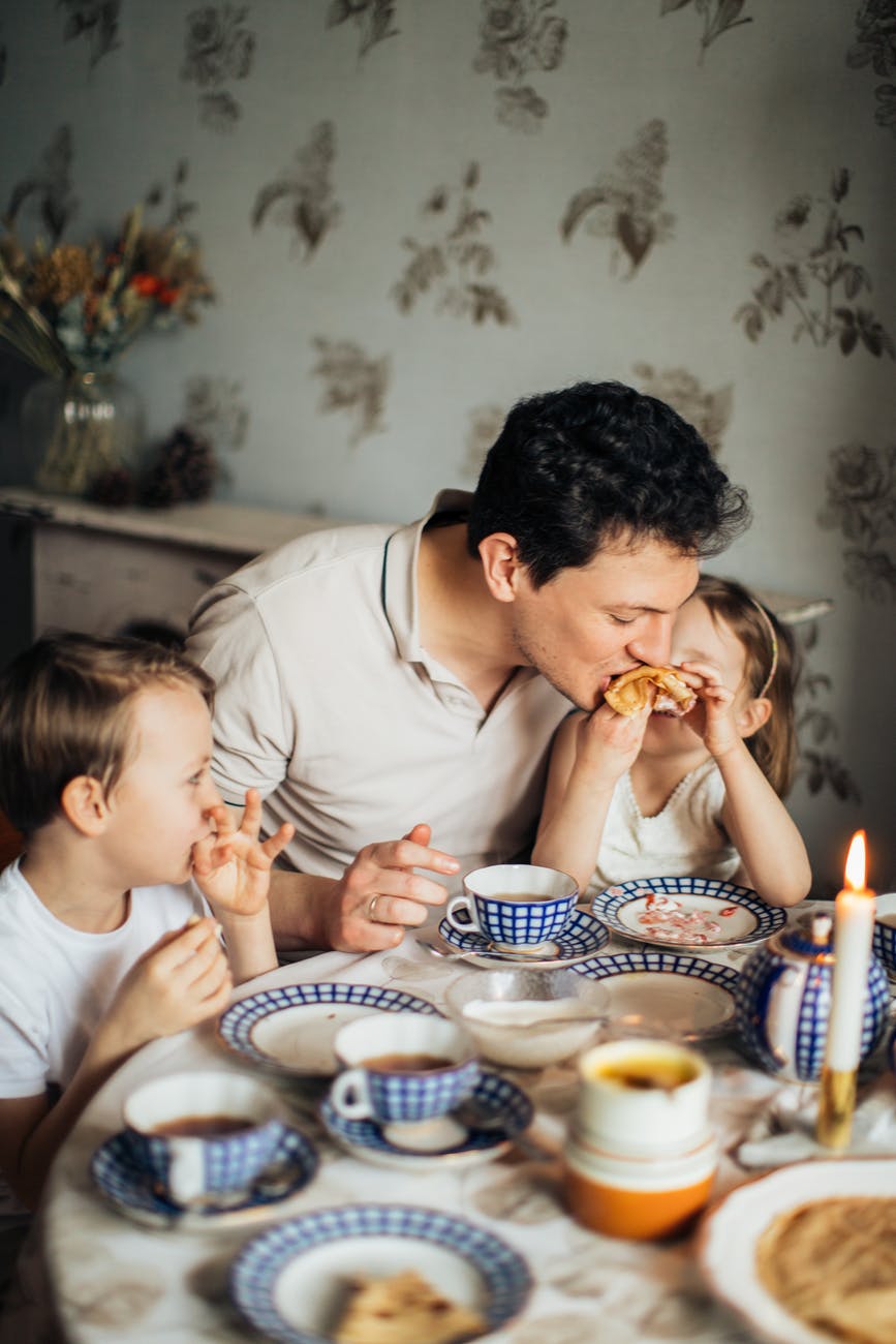 family sitting at table